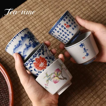  Китайская ретро чайная чашка керамическая чайная чашка пейзажная живопись чайный набор кунг-фу чайная чаша бытовая мастер-чашка сине-белая чайная чашка одиночная чашка