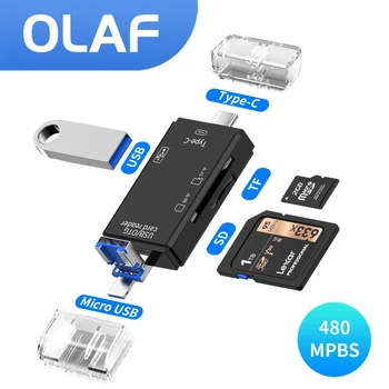  Кард-Ридер Olaf 6 в 1 от USB 3,0 до Type C/SD/TF Адаптер Для Карт Памяти для Мобильного Телефона, Аксессуары Для Ноутбуков, Многофункциональный Кардридер