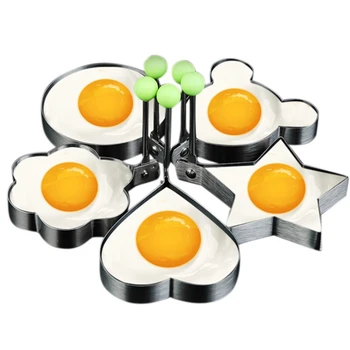  Формы для жареных яиц, Форма для приготовления блинов с ручкой для детей, Форма с антипригарным покрытием для сковороды 5шт.