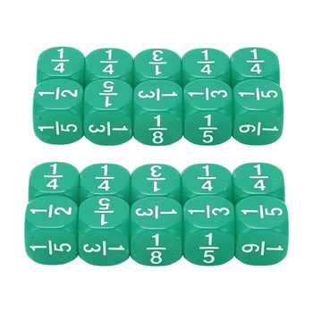  20шт Акриловые кубики с математической дробью, 6-сторонний набор обучающих кубиков с математической дробью, зеленый