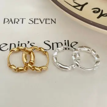  Золото SHANICE 18 Карат, подлинное серебро 925 Пробы, Скручивающаяся веревка, вращающийся круг, обруч для пирсинга ушной кости, серьги-обнимашки, ювелирные изделия