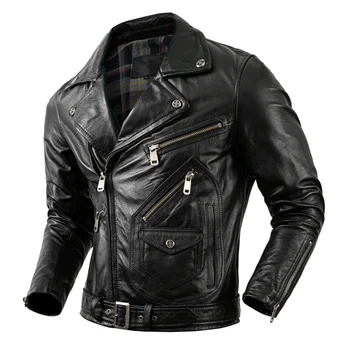  Мотоциклетная одежда Мужская куртка из натуральной воловьей кожи Мужская куртка для верховой езды Осенние пальто для мужчин байкерская куртка