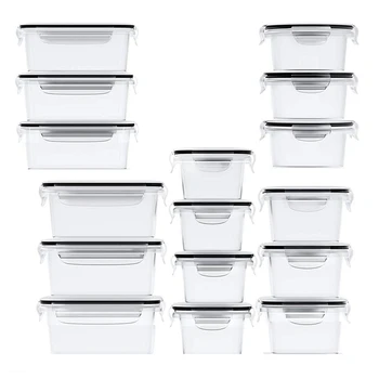  16 упаковок герметичных контейнеров для хранения продуктов с крышками (16 контейнеров и 16 крышек) Пластик